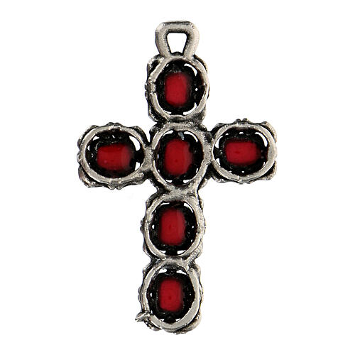 Cathedral cross in antique silver and red enamel 3
