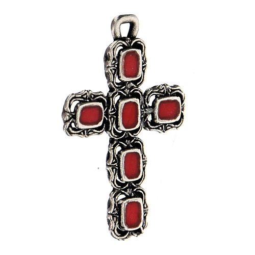 Pendant cathedral cross, red enamel 2