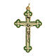 Croce pendente dorata sfondo verde s1