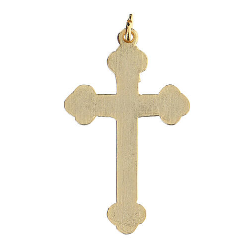 Golden cross pendant with green background 2