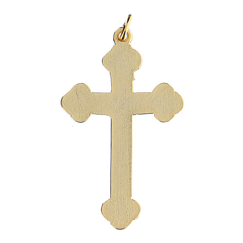 Cross-shaped pendant, coral-coloured enamel 2