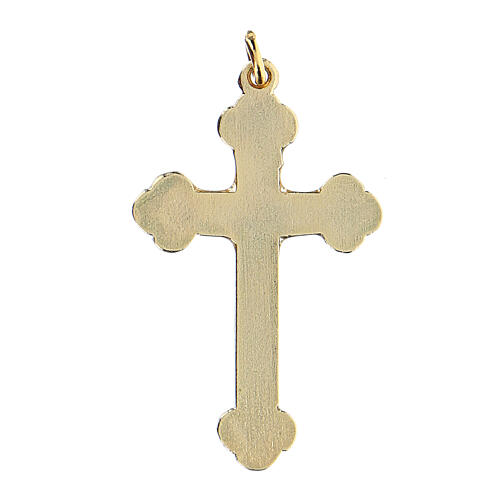 Crucifix pendant, gold plated, blue background 2