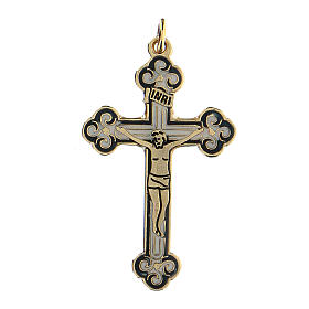 Crucifix pendentif doré fond bleu