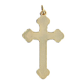 Golden crucifix pendant blue background