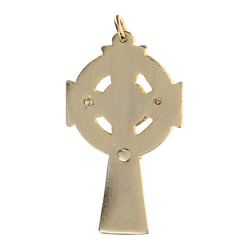Celtic cross pendant, green enamel 2