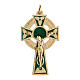 Pingente dourado cruz céltica fundo verde 4,3x2,5 cm s1