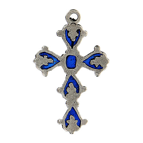 Cathedral cross in antique silver and blue enamel 3