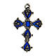 Pendant cathedral cross with blue enamel paint s1