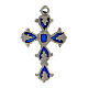 Pendant cathedral cross with blue enamel paint s3