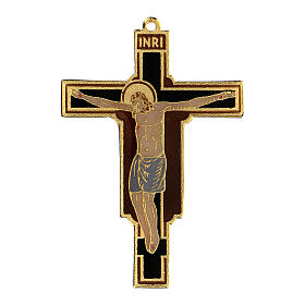Cross crucifix pendant Franciscan enameled