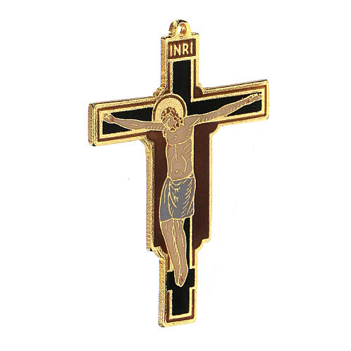 Cross crucifix pendant Franciscan enameled 2