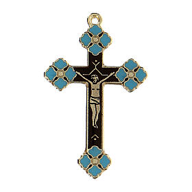 Pendentif crucifix émail bleu