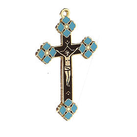 Pendentif crucifix émail bleu