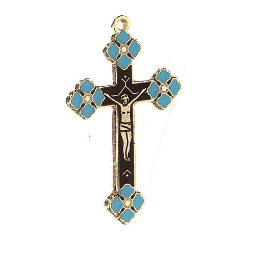 Pendentif crucifix émail bleu 2