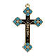 Pingente crucifixo zamak decorações esmalte azul claro s1