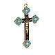 Pingente crucifixo zamak decorações esmalte azul claro s2