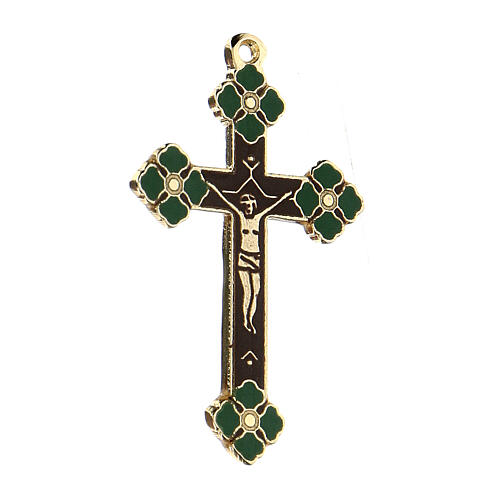 Crucifix émail vert pendentif 2