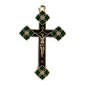 Crucifix pendant with green enamel paint