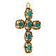 Pendant cathedral cross decorated green and gold s2
