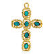 Pendant cathedral cross decorated green and gold s3