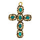 Cathedral cross pendant with green and golden decor s1