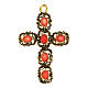 Pendentif croix cathédrale dorée émail rouge s1