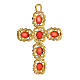 Zawieszka krzyżyk katedralny złoty emalia czerwona s3