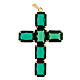Kreuzanhänger aus vergoldeten Messing, mit smaragdgrünen Kristallen s1