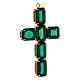 Kreuzanhänger aus vergoldeten Messing, mit smaragdgrünen Kristallen s2