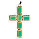 Kreuzanhänger aus vergoldeten Messing, mit smaragdgrünen Kristallen s3