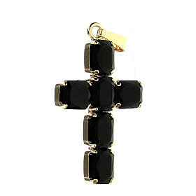 Cross pendant with mounted black crystals