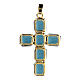 Croix pendentif pierres cristal bleu s3