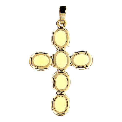 Yellow oval crystal cross pendant 3