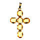 Pingente cruz latão dourado com cristais ovalados amarelos s1