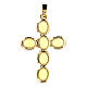 Pingente cruz latão dourado com cristais ovalados amarelos s3