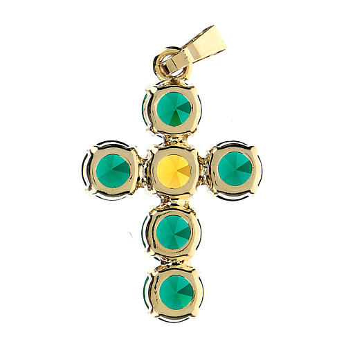 Cross pendant set round crystals 3