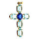 Pingente cruz cristais ovalados azul-turquesa s2