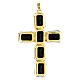Croix pendentif laiton doré cristal noir bleu 8 cm s3