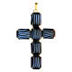 Cross pendant in golden brass, black and blue crystal 8 cm s1