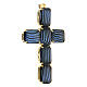 Cross pendant in golden brass, black and blue crystal 8 cm s2