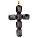 Cross-shaped pendant, brass, variegated crystal, black and purple, 8 cm s1