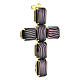 Cross-shaped pendant, brass, variegated crystal, black and purple, 8 cm s2