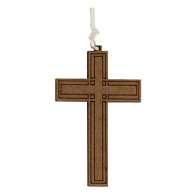 Wood cross, geometric engravings, 9x6 cm