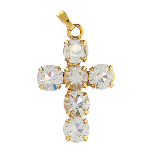 Cross-shaped pendant, zamak settings and crystal stones 1