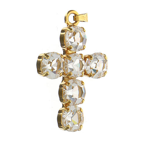 Bezel-set cross pendant zamak crystal stones 3