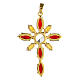 Pendant with zamak setting and marquise crystal stones, red and yellow s5