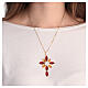 Flower cross pendant bezel-set red yellow crystal stones s2