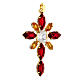 Flower cross pendant bezel-set red yellow crystal stones s3