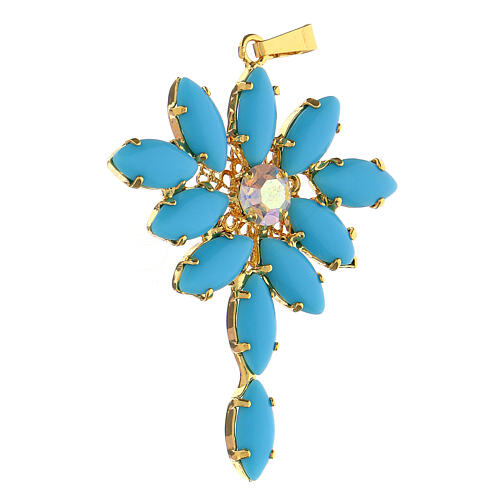 Monstrance-shaped pendant with zamak marquise settings and turquoise crystal stones 3