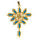 Pendente castoni navette zama forma ostensorio pietre cristallo azzurre s5